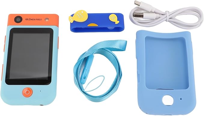 48MP 1080P HD Kids Smart Phone, 2.8in Touchscreen Camera with Autofocus, 180° Rotating Lens, Music Player, Games, Voice Recorder, for Boys Girls, with Carton Stickers (Blue Bear)