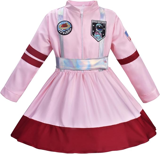 Kids Astronaut Costume Set for Girls – Space Costume Dress with Accessories for Halloween, Career Day & Dress Up Play