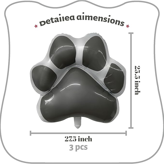 Dog Paw Shaped Foil Balloons Bone Shaped Foil Balloons Dog Party Balloons Decorations for Pets Party Kids Birthday Baby Shower Decorations (grey 3gz)