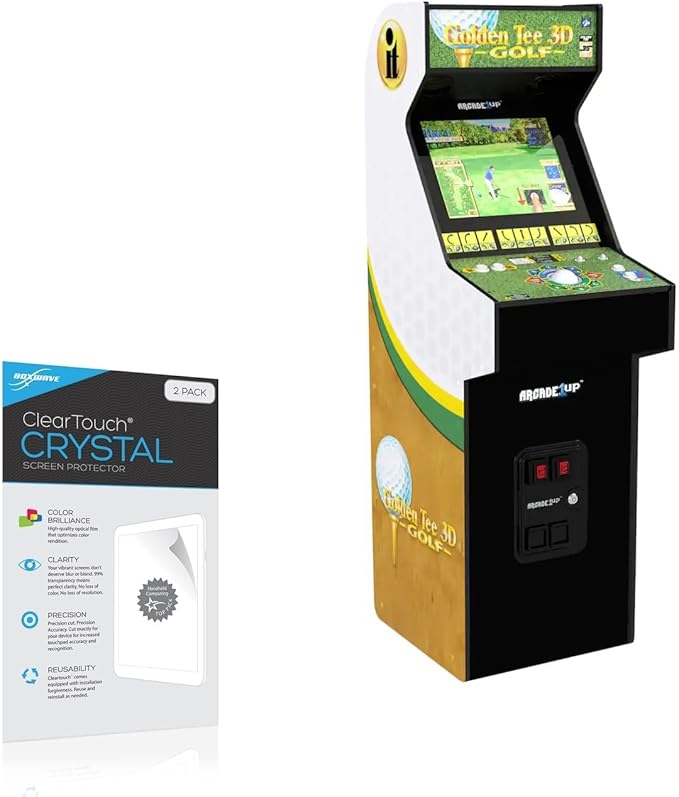 BoxWave Screen Protector Compatible with Arcade1Up Golden Tee 3D 35th Anniversary Deluxe Arcade Machine - ClearTouch Crystal (2-Pack), HD Film Skin - Shields from Scratches
