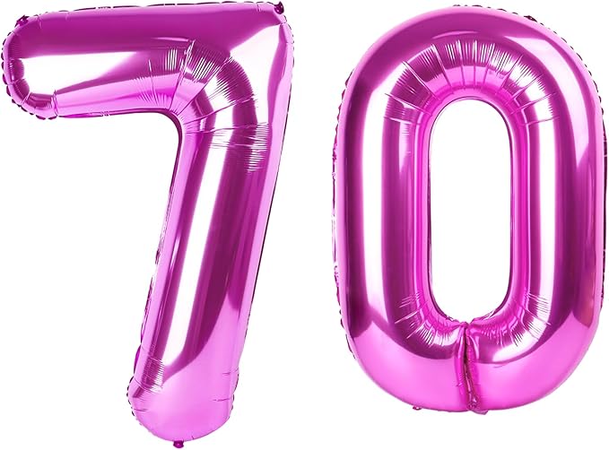 40 Inch Large 70 Balloon Numbers Rose Purple Big Foil Number Balloons Giant Helium Happy Birthday Party Decorations for Man and Women, Huge Mylar Anniversary Party Supplies