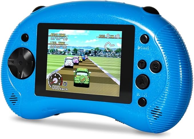 Handheld Game for Kids, 3.2" HD Screen with 213 Retro Video Games , Built-in Classic Game, Portable Travel Gaming Player with Rechargeable Battery, Electronic Toy Gift for Boys Girls Ages 4-12 (Blue)