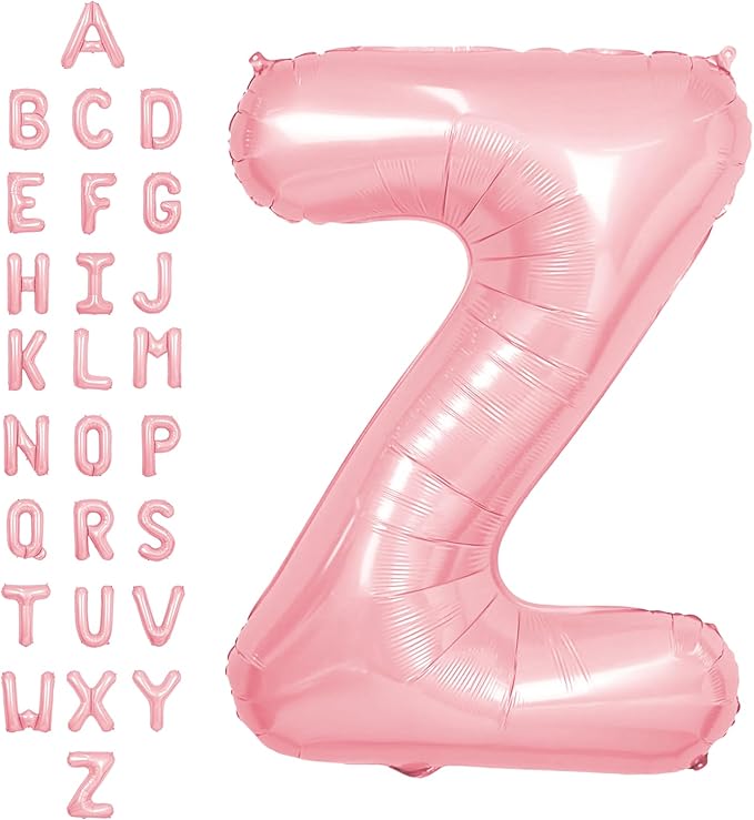 SUWEN 40 Inch Pink Large Z Letter Balloons Big Foil Helium Letter Balloons A-Z Jumbo Mylar Happy Birthday Party Decorations for Girl Anniversary Party Supplies