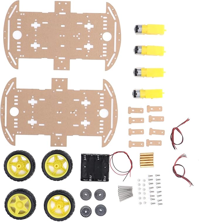 Smart Car Chassis Driving Wheel Motor Screw Nut Set Kit Flexible Turning Strong Power Double Layered Structure DIY Replacement Applicable to Remote Control Cars