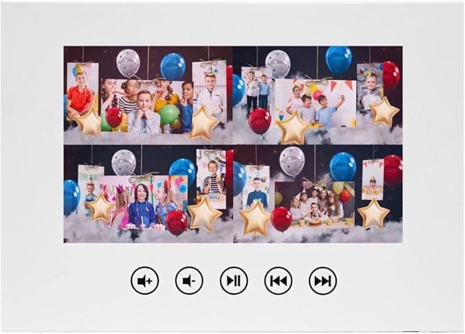 Birthday Video Card to Boys – Add 15 Photos for Personalized Slideshow – Fun for Children – 7” IPS Display, Rechargeable Battery, 512MB Storage, Gift-Ready Box