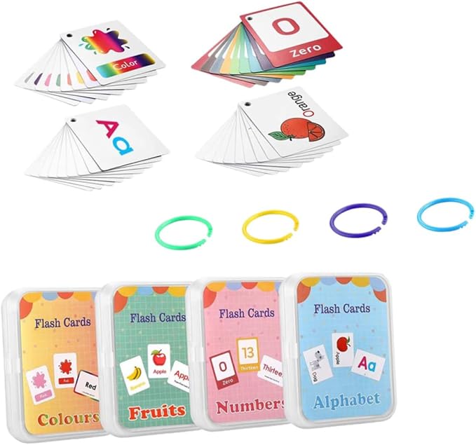 4pcs Lightweight Flash Cards for Boys and Girls Educational English Learning Cards Animals Numbers Portable Spelling and Word for Preschool Activities