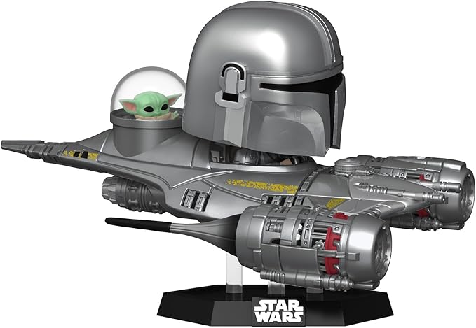 Funko POP! Ride Super Deluxe: Star Wars Hyperspace Heroes - The Mandalorian in N1 Starfighter (with Grogu) - Collectable Vinyl Figure