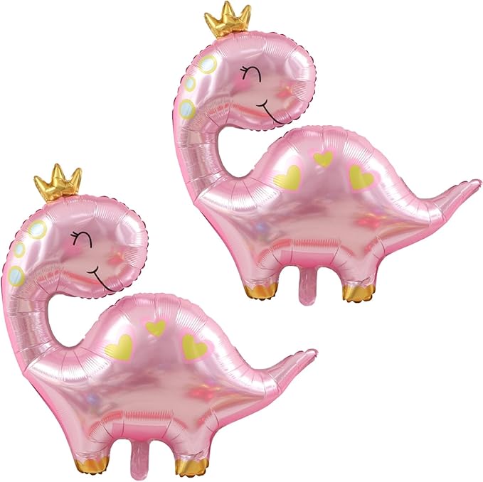 Large Pink Dinosaur Balloons,2 PCS 38 Inch Dino Balloons,Pink Dinosaur Birthday Decorations