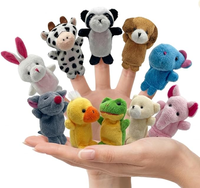 Sealive Finger Puppets for Toddlers 1-3, Preschool, and Kids - 10 Soft Velvet Animal Finger Toys for Toddlers 1-3, Easter Egg Fillers, Perfect for Storytelling, Educational Play, and Party Favors