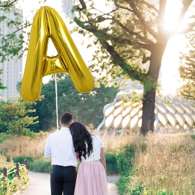TONIFUL 40 Inch Large Gold Letter A Helium Balloons,Foil Mylar Big Balloons for Birthday Party Anniversary Supplies Decorations