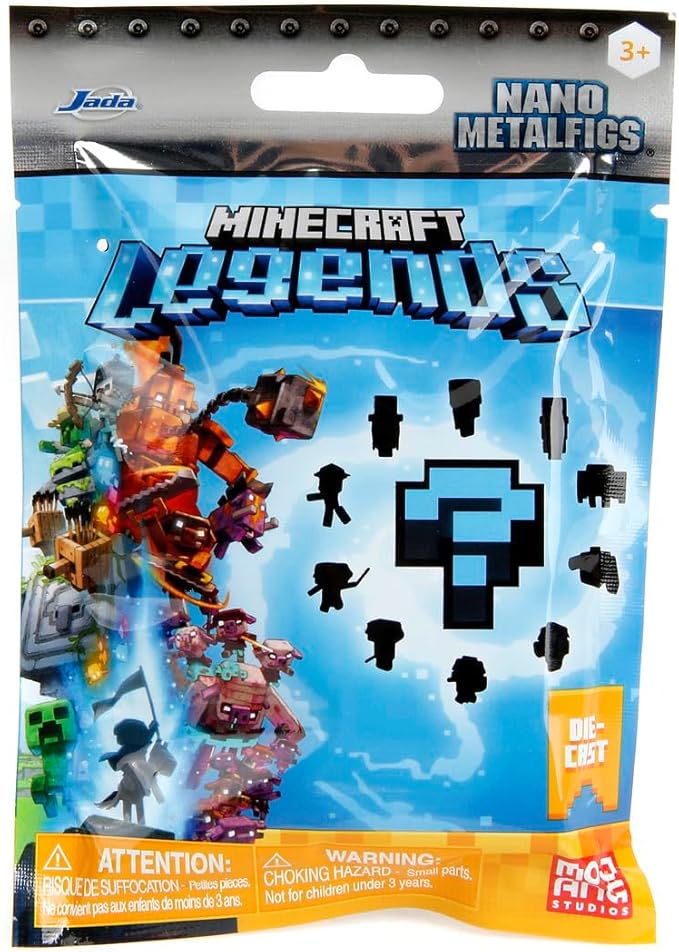 Jada Toys Minecraft Blind Pack Nanofigs Wave 2 (4 cm) - Mystery Box Figure Made of Metal, Collectible Figures Legends Series, from 3 Years, 253261001