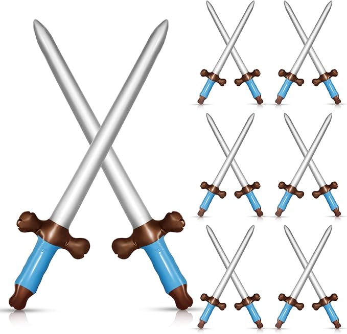 CANIPHA 12Pcs Inflatable Pirate Swords Set, 24In Plastic Swords for Birthday Theme Party Halloween Costume Cosplay Supplies, Stage Props