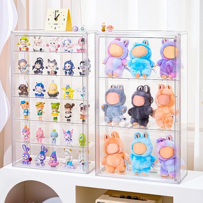 6 Tiers Extra Large Clear Display Case for Figures, Acrylic Storage Organizers Box with Magnetic Door, Wall-Mounted Dustproof Showcase for Collectibles Action Figure