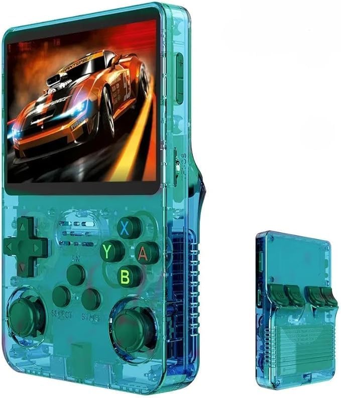 R36s-Retro Handheld Game Console with 128G 3.5 Inch IPS Screen Built-in 20000+ Classic Games Open Source Linux System Portable Pocket Video Player with 3200mah Battery (Green)