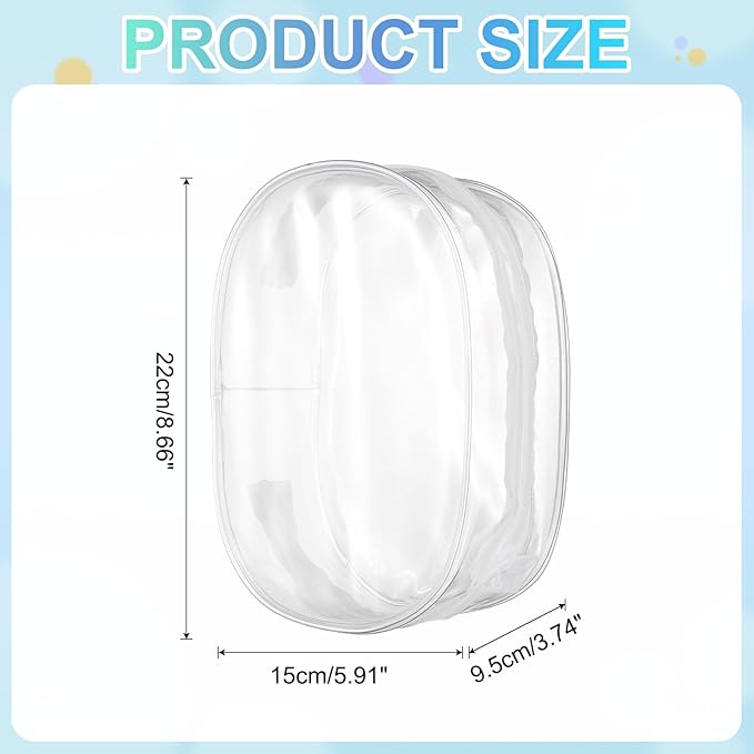 uxcell Figure Display Bag, 6 x 3.7 x 8.7 Inch PVC Oval Portable Dolls Pouch Carrying Case Storage Bag Keychain Charm for Showing Off Boxes Dolls, Clear