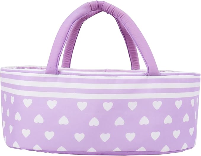AORI Reborn Baby Dolls Bassinet - Foldable Doll Crib Bed Soft Doll Carrier Accessories with Handle for 17-22 Inches Newborn Baby Girls (Purple)