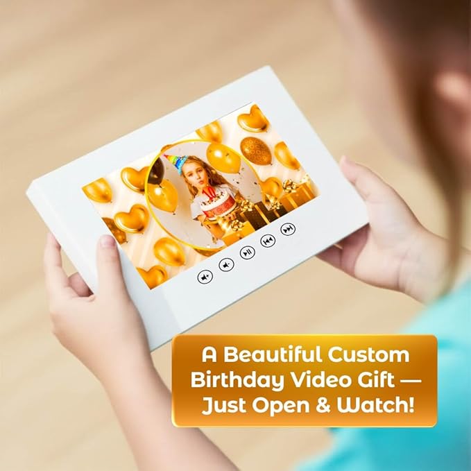 Personalized Kids Birthday Video Card – Create a Slideshow from Your Photos – Fun Video Gift – 7” LCD Display, Rechargeable Battery, 256MB Storage, Digital Greeting Experience