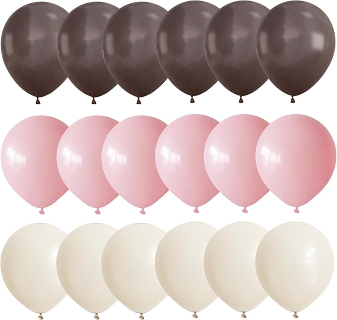 Pink and Brown Balloons Light Pink Coffee Brown Beige Balloons 12inch White Sand Balloon Bear Baby Shower Birthday Party Decorations Latex Helium Balloon for Arch Bridal Boho Decor