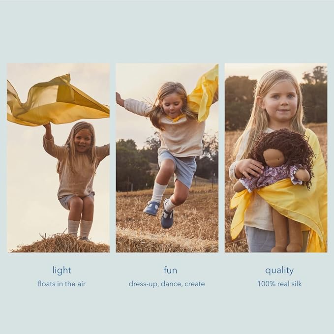 Sarah's Silks Playsilk - 100% Real Silk, Hand Dyed, Bright Colored Play Scarves | Montessori and Waldorf Toys for Dress up, Imaginative, and Pretend Play (35" x 35")