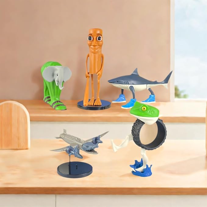 SUTURED Version Mix Italian Brainrot Toy Figures 7in Animals Tung Tung Tung Sahur Figurine Elephant Crocodilo for Cake Toppers Birthday Gifts 3D Collectible Toy Gifts for Fans (5pcs)
