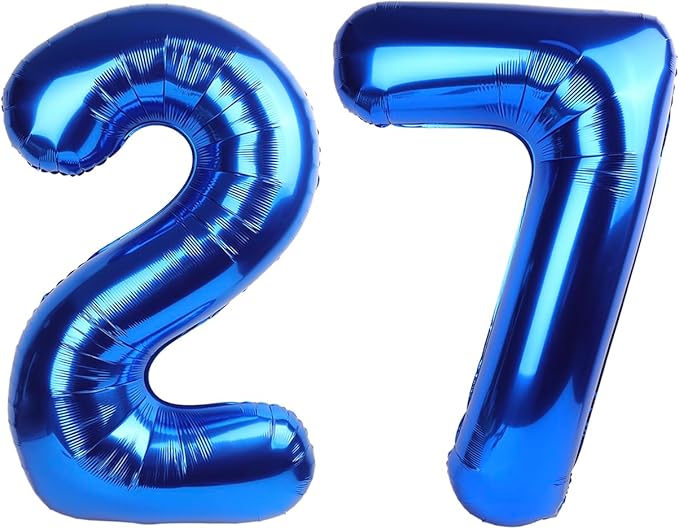 Number Dark Blue Balloon 27, Large Happy 27 Birthday Decoration for Men & Women 2 7 27 72, Foil Number Balloons for Wedding Graduation Celebration Anniversary Supplies