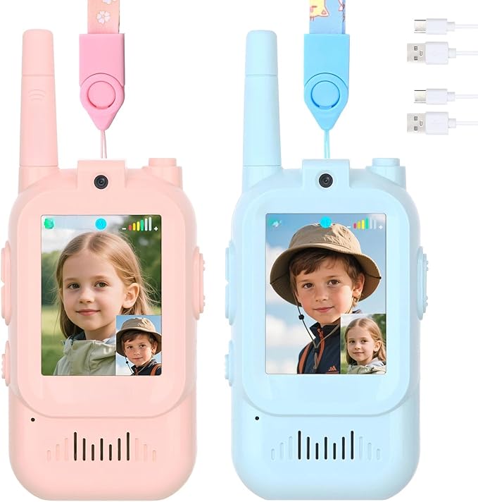 Video Walkie Talkies for Kids, Handheld Rechargeable Video Intercom Kids Walkies Talkies, for Family Games, Outside, Camping, Hiking for Children Aged 3+