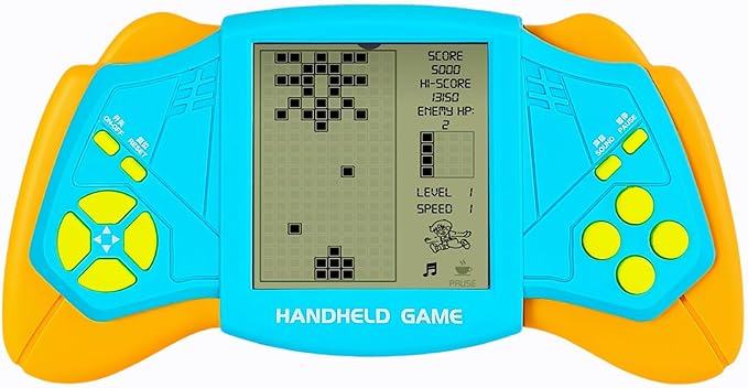 CZT Creative Brick Game Console Cool Wing Appearance Build in 2574 in 1 Block Games Handheld Machine Retro Portable Electronic Puzzle Toys Children/Students (Blue)