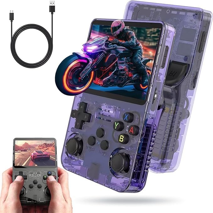2025 New R36S Retro Pro MAX, Retro Handheld Game Console, Built-in 15000+ Classic Games, 3.5 Inch IPS Screen, Linux System, 3500 mAh Battery, Portable, Pocket Size, Mini Arcade, Built-in 64G, Wi-fi