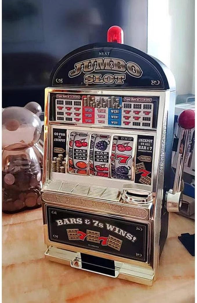 Mini Slot Machine, Nostalgia Retro Arcade Slot Machine Coin Bank Portable Handheld Game Machine Toy with Lights & Sounds, Rechargeable Machine Arcade for Adult