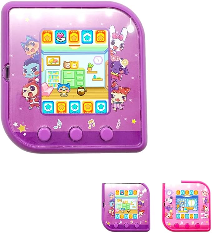 Virtual Electronic Pocket Pets for Kids - Super Cute Retro Digital Pixel Nostalgia for Girls 6 Years+, 12 Cartoon Characters Mascotas, Handheld, Mini Console Pet Machine Toys, 6.5*6.5*3cm (Purple)