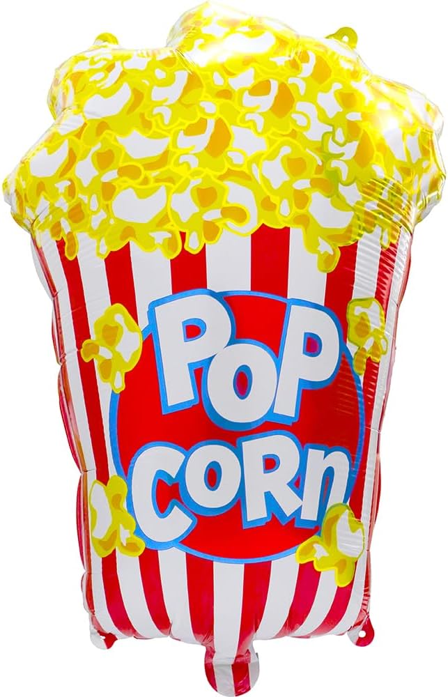Cute Popcorn Balloon BBQ Cookout Snack Picnic Fast Food Party Decoration, 6 Pack Cartoon Popcorn Balloons For Birthday Baby Shower Bridal Wedding Hawaiian Tropical Movie Night Carnival Circus Supplies
