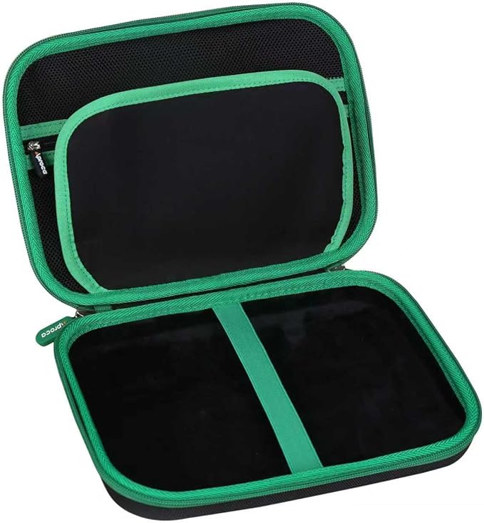 Aproca Case Compatible with Leapfrog LeapPad Academy Kids’ Learning Tablet/Epic Academy Edition/LeapPad Ultimate, Portable Storage Bag for Accessories -Black with Green Zipper