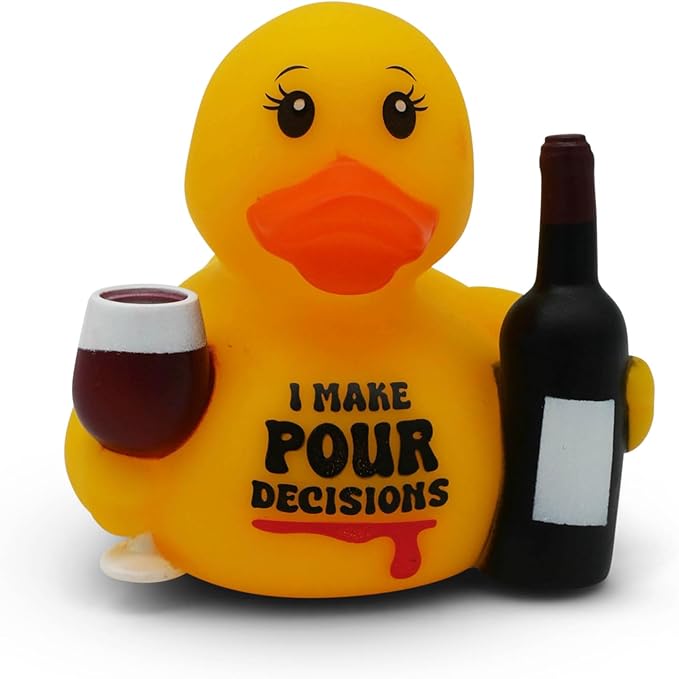 Funny Rubber Duck – Hilarious Decorative Duck for Bathroom, Desk, or Gag Gift – Quirky Collectible with Sarcastic Quote – Great Gift for Adults, Coworkers, or Friends-Pour Decisions