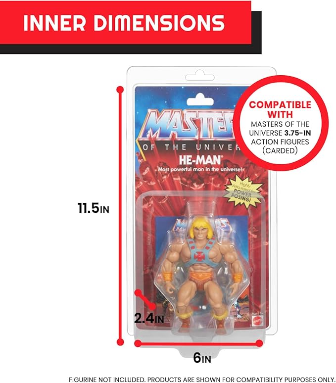 EVORETRO Thick PET Clamshell Display Case Protector for Masters of The Universe Carded Action Figure Box - 5.5 Inch Motu Carded Blister Pack PET Clear Case, 0.60MM Thick, Scratch Resistant, (10 Pack)