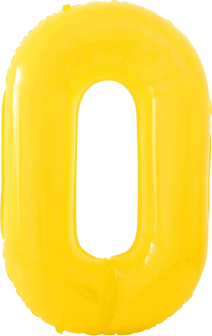 KatchOn, Yellow 0 Balloon Number - Giant, 40 Inch yellow Number Balloons | Zero Balloon for Happy Birthday Decorations | Number 0 Foil balloon for yellow Mylar Decorations