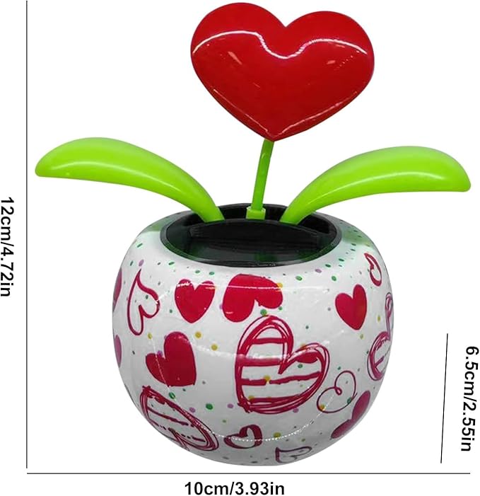 Red Solar Powered Dancing Figurines Toy - Solar Dance Flower, Heart Swing Dancing Flower in Pots, Shaking Head Ornament Car Dashboard Decoration Gift for Fun and Relaxation, Learning and Education
