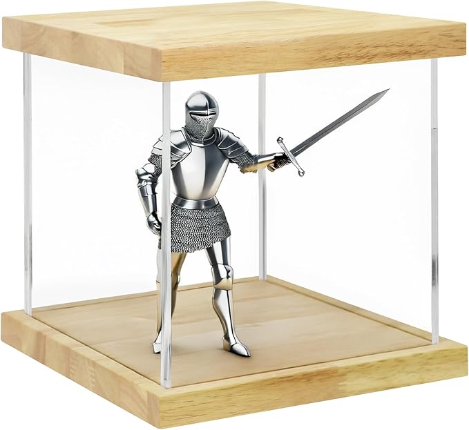 BenchPro Clear Acrylic Display Case for Trophy, Collectibles, Assemble Cube Display Box Stand Dust Proof Protection Showcase for Action Figures Toys. (1" Thick Wood, 10" H x 10" L x 10" D)