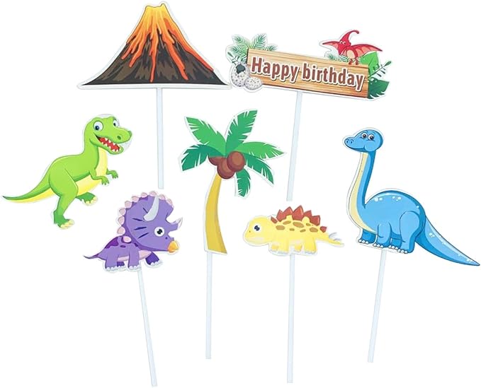 Dinosaur Birthday Party Supplies for Boys and Girls - Decorations Include Foil Balloons, Banner, Cake Topper - 3 Year Old Theme