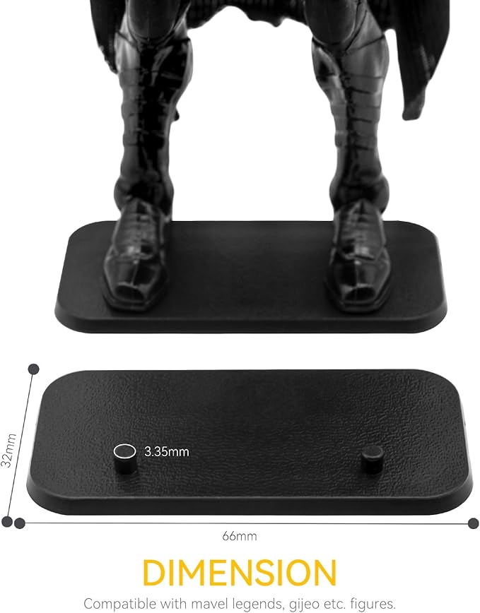 28PCS Action Figure Stand 6 Inch Display Bases with Peg Holder Accessories Compatible with Mavel Legends Series/GiJeo Classified Series/D C/Mo tu Models 1/12 Figures, Black Square