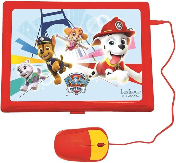 LEXiBOOK Paw Patrol - Educational and Bilingual Laptop Spanish/English - Toy for Child Kid (Boys & Girls) 124 Activities, Learn Play Games and Music with Chase Marshall - Red/Blue JC598PAi2
