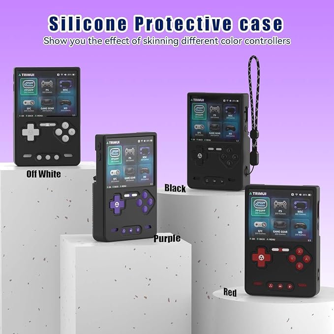 Silicone Case for Trimui Brick Retro Handheld Game Console, Soft Skin Cover for Trimui Brick Accessories, Anti-Scratch Washable TrimuiBrick with Lanyard (Black)