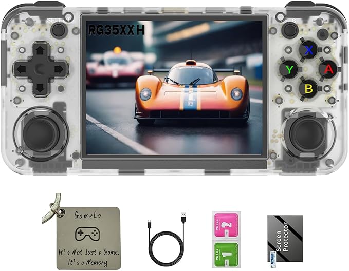 RG35XX H, Anbernic Retro Handheld Gaming Console with 64GTF Card, Dual Joystick Design 3.5-inch HD Screen Lasts up to 8 Hours High-Capacity Battery for Better Experience (64G White)