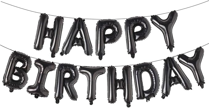 16 Inch Black Happy Birthday Aluminum Foil Letters Balloons Birthday Balloons Banner Sign For Men Women Kids Birthday Party Decorations Supplies