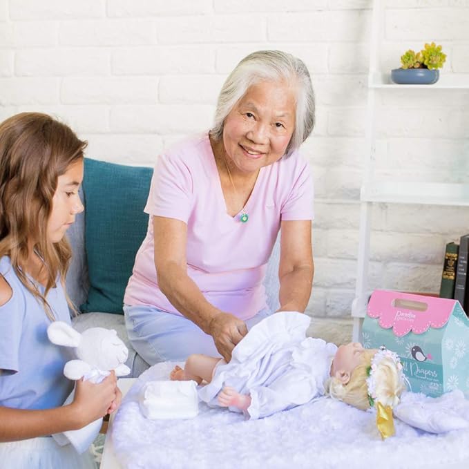 Paradise Galleries Reborn Baby Doll Accessories Reusable Diapers - 12-Piece Pack, Fits 18 - 22" Dolls for Ages 3+