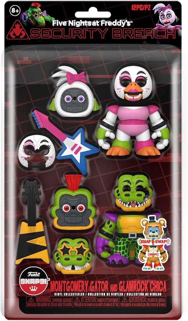 Funko Five Nights at Freddy's (FNAF) Snap: Montgomery Gator and Glamrock Chica, 2-Pack - Collectable Vinyl Figure - Gift Idea - Official Merchandise