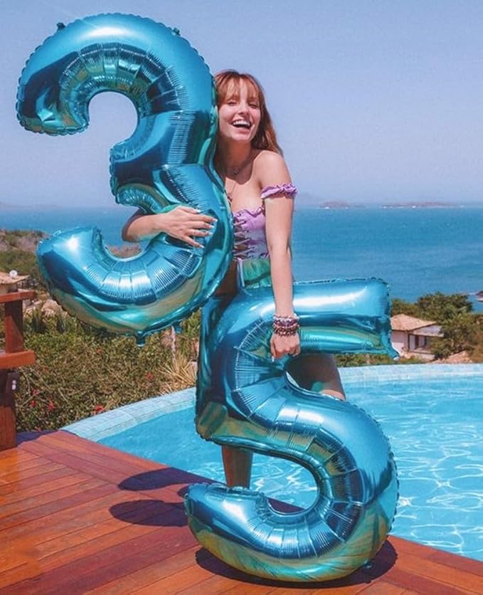 40 Inch Number 8 Balloon, Light Blue 8 18 28 80 Birthday Balloons for Men Boys, 8th Birthday Decorations Party Supplies, Wedding, Graduations
