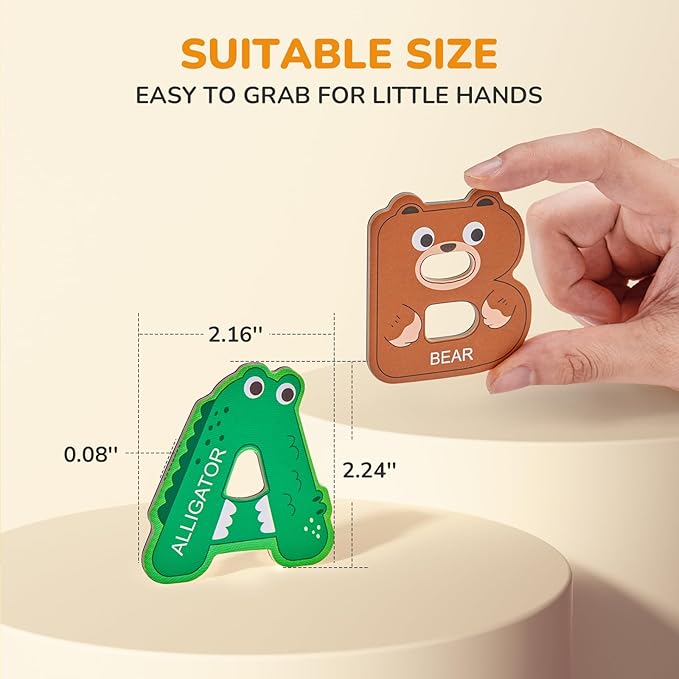 JoyCat Magnetic Letters and Numbers Fridge Magnets, 26 Uppercase Letters 0-9 Numbers, Animal Alphabet Refrigerator Toy Set for Kids & Toddlers Preschool Learning, Great Gift for 2 3 4 5 Years Old