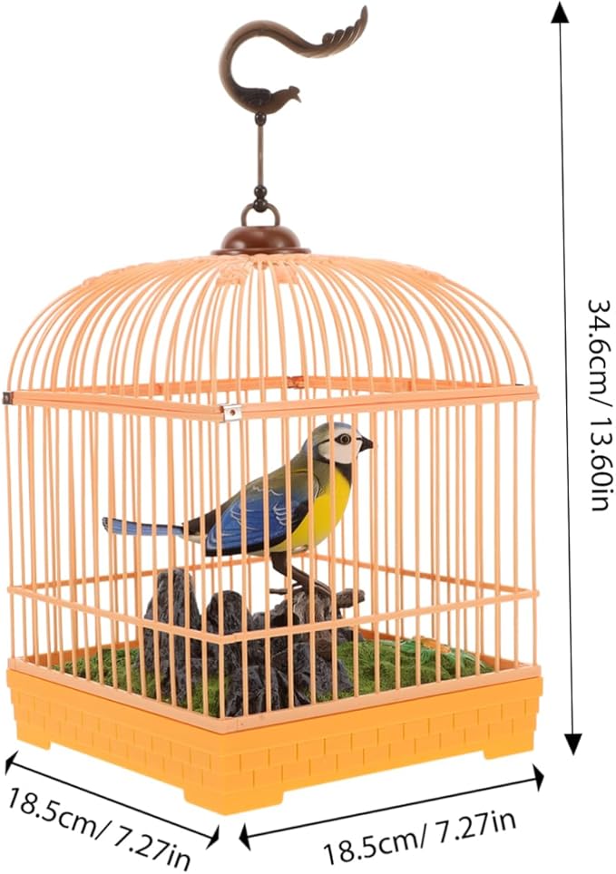 Electric Chirping Bird Toy Cage Sound Activated Interactive Motion Realistic Chirping Sounds Compact Design for Boys and Girls Adults Decorative Birdcage Toy