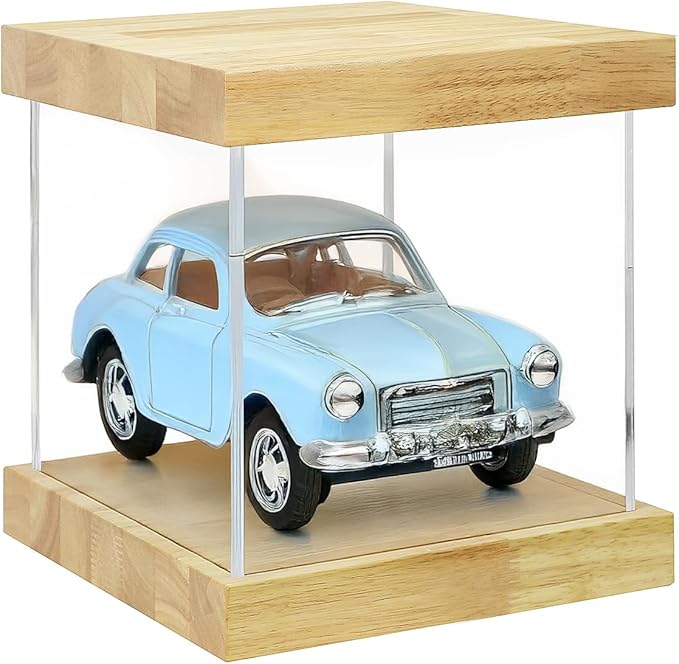 BenchPro Clear Acrylic Display Case for Trophy, Collectibles, Assemble Cube Display Box Stand Dust Proof Protection Showcase for Action Figures Toys. (1.75" Thick Wood, 12" H x 12" L x 12" D)