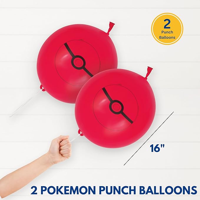 Pokemon Balloons | 8 Latex and 2 Punch Balloons | Pokemon Birthday Decorations | Party Supplies | Officially Licensed